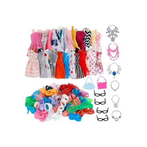Xweptuy Puppenkleidung Accessoires Prinzessin Party Kleider Schuhe Taschen Schmuck Set Kinder Spielzeugkleidung Geburtstagsgeschenke von Xweptuy