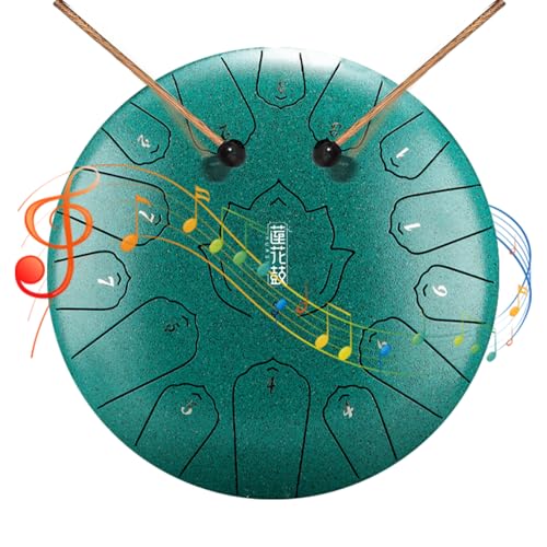Xweptuy Regentrommel 12inch 13 -Ton -Chakra -Trommel für Regen ätherisch beruhigend Zungenlotus schnitzen nach außen, wenn es für Zen Education Meditation Yoga regnet von Xweptuy