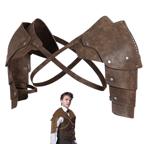 Xweptuy Ritterpanzerung, doppelte Pauldron -Schulter -Rüstung verstellbares Faux PU Leder mittelalterlicher Rüstung, Vintage Viking für Rollenspiele Cosplay von Xweptuy