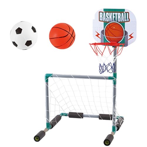 Xweptuy Schwimmender Basketball-Hoop für Pool, 2-in-1-schwimmendes Fußballtor ＆ Pool Basketball-Reifen mit 2 aufblasbaren Bällen, Plastik-Tor für Kinder Sommer von Xweptuy