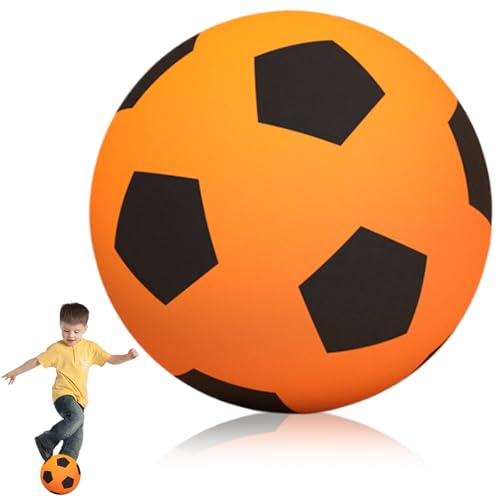 Xweptuy Stille Fußballkugel für Kinder Größe 5 PU Foam Football Stoßdämpfung Kleiner Fußball Leichtes Weichgeräuschreduzierung für Training Kinderspielzeug, Orange von Xweptuy