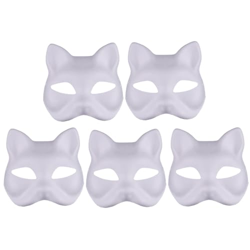 Xweptuy Therian Maske, 5pcs leere Katzenmasken zum Malen, DIY -Halbgesicht Therian Cat Maske, tragbares Gang mit Elastizitätsband für Maskerade Cosplay Party 7.1x6.7 Xweptuy Therian Maske, 5pcs leere Katzenmasken zum Malen, DIY -Halbgesicht Therian Cat Maske, tragbares Gang mit Elastizitätsband für Maskerade Cosplay Party 7.1x6.7 von Xweptuy