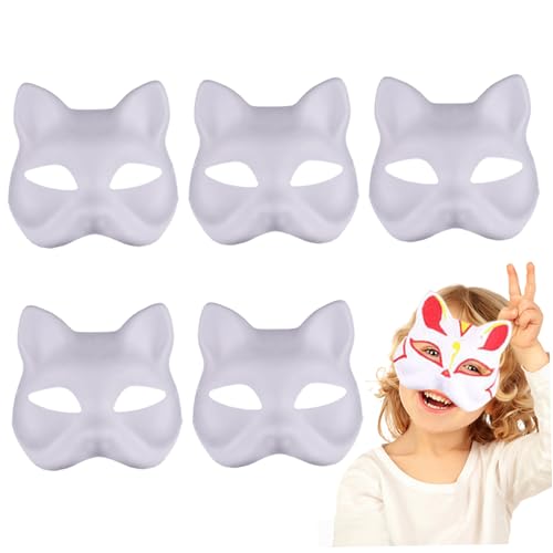 Xweptuy Therian Maske, 5pcs leere Katzenmasken zum Malen, DIY -Halbgesicht Therian Cat Maske, tragbares Gang mit Gummiband für Xweptuy Therian Maske, 5pcs leere Katzenmasken zum Malen, DIY -Halbgesicht Therian Cat Maske, tragbares Gang mit Gummiband für von Xweptuy