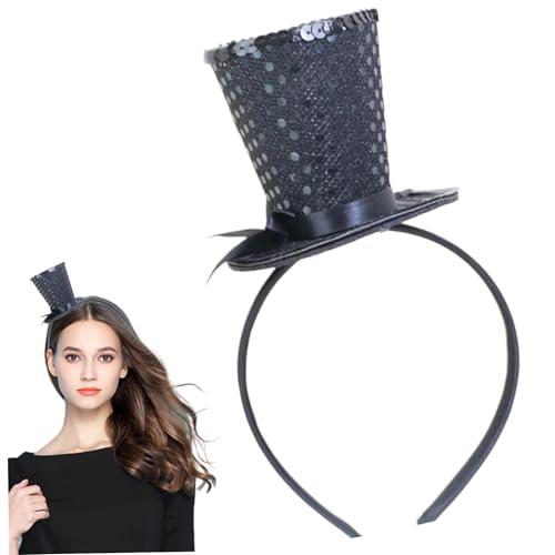 Xweptuy Top -Hut, Schwarze Pailletten Top -Hüte am Stirnband, Hüte mit Bogen für Karneval, Themenparty, Abschlussball Xweptuy Top -Hut, Schwarze Pailletten Top -Hüte am Stirnband, Hüte mit Bogen für Karneval, Themenparty, Abschlussball von Xweptuy