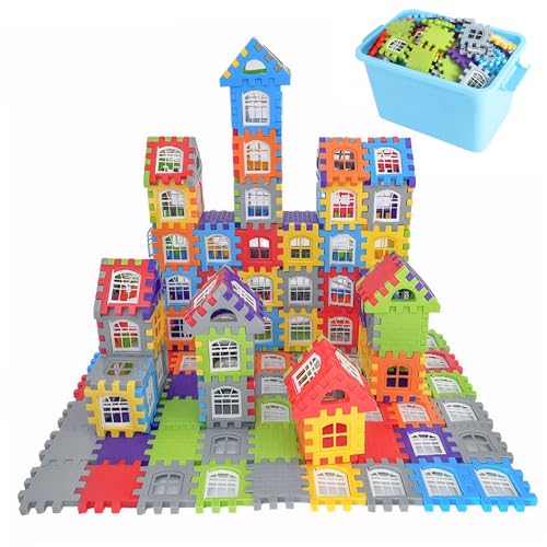 Xweptuy Waffelblöcke für Kinder 3+, 210pcs sichere Kunststoff -ineinandergreifende Bausteine, pädagogischer Regenbogen, lustiges wie von Xweptuy