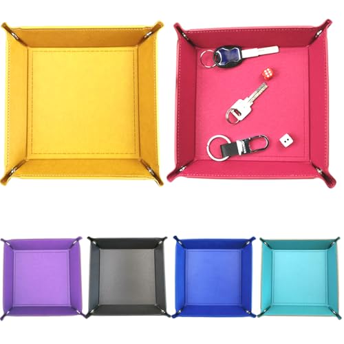 Xweptuy Würfel Rolling Tablett, 6pcs PU Leder Klappschrei, tragbarer 6 Farben Quadratisch Tischspielhalter von Xweptuy