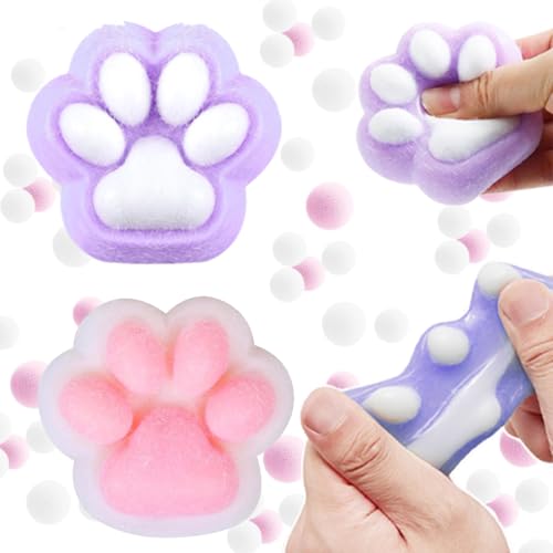 Cat Paw Squeeze Toy, 2 Stück Süße Katzenpfoten Quetschspielzeuge, Katzen Pfoten Squishy, Handgemachte Squishy Big Cat Paw für Kinder und Erwachsene Menschen Die Stress Abbauen (Rosa,blau) von Xynqura