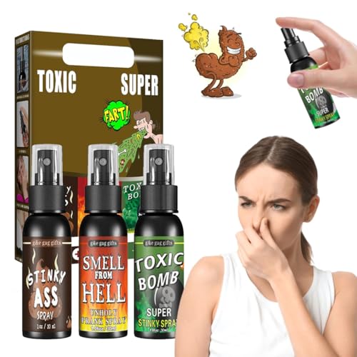 Furzspray, 3 Stück Fart Spray, Fart Spray Extra Strong, Stinkbomben Spray Extrem, 90ML Fart Spray, Pupsspray, Furz Spray Stinkbombe Arsch Streich, Halloween/Aprilscherz Streichspielzeug Erwachsene von Xynqura