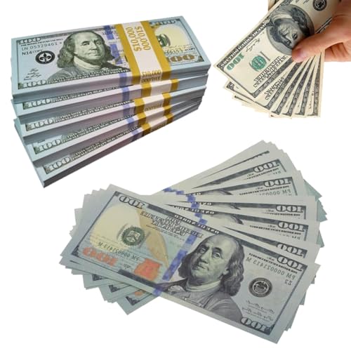 Spielgeld Dollar, Prop Money, 120 Stück Prop Money, Spielgeld Set, Dollar Scheine Falschgeldv, Spielgeld für Kinder Kaufladen, Bargeld Pretend Casino Zubehör, Film Play Geldscheine Toy (100$) von Xynqura