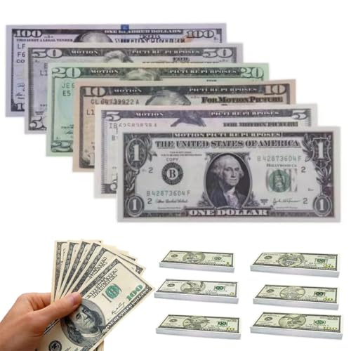 Spielgeld Dollar Scheine Falschgeld, 120 Stück Copy Money, Prop Money, Spielgeld Dollar, Dollar Scheine, Spielgeld Kinder, Perfekt für Kinder, Um Einen Falschen Spielen (20 x 1$,10$,20$,50$,100$) von Xynqura