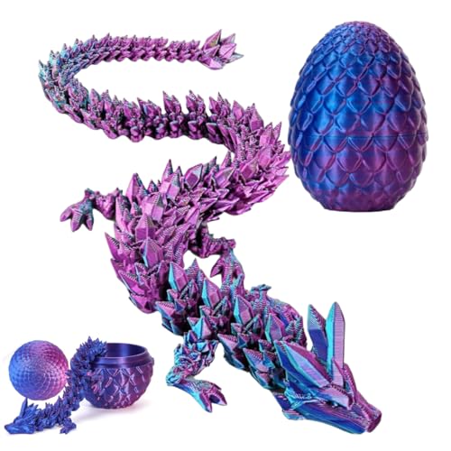 Xynqura Drachenei Mit Drache 3D, 3D Gedruckter Drache, 3D Drache, Realistische Dracheneier Im Ei Gelenkiger Voll Beweglicher, Überraschungs Easter Dracheneier Wohnkultur(Strahlungsviolett) von Xynqura