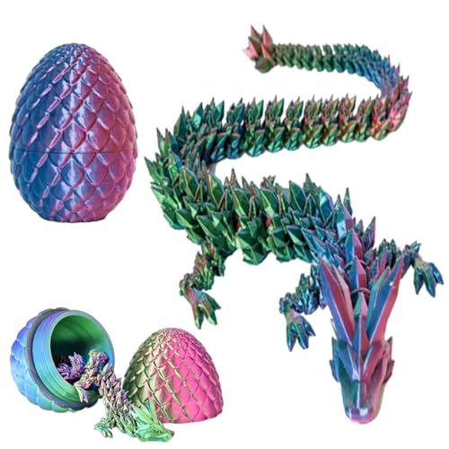 Xynqura Drachenei Mit Drache 3D, 3D Gedruckter Drache, 3D Drache, Realistische Dracheneier Im Ei Gelenkiger Voll Beweglicher, Überraschungs Easter Dracheneier Wohnkultur (Rot blau grün) von Xynqura