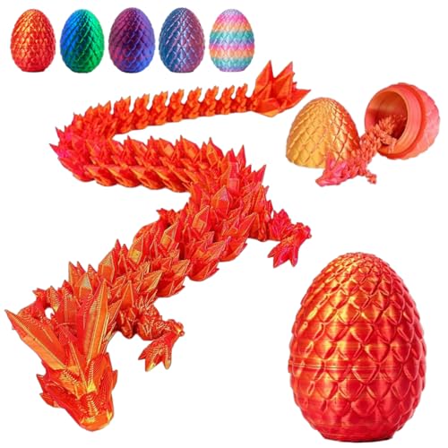 Xynqura Drachenei Mit Drache 3D, 3D Gedruckter Drache, 3D Drache, Realistische Dracheneier Im Ei Gelenkiger Voll Beweglicher, Überraschungs Easter Dracheneier Wohnkultur (Strahlungsrot) von Xynqura