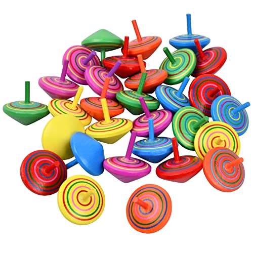 Xzeemo 30 Stück Bunt Kreisel für Kinder, Kreisel aus Holz, Holzkreisel Spielzeug, Spielzeugkreisel aus Holz, Holzklammern Gyro-Spielzeug für Kinder Geschenk, Mitgebsel Kindergeburtstag von Xzeemo