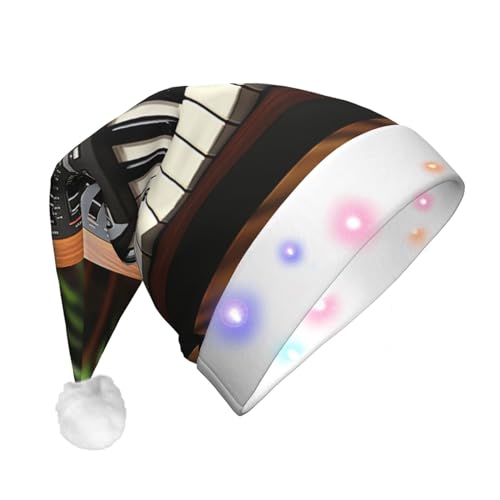 Xzeit LED-Weihnachtsmütze für Erwachsene, Weihnachtsmannmütze, elektronische Tastatur, beleuchtet, Weihnachtsmütze, Urlaub, Partyzubehör von Xzeit