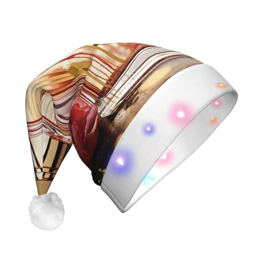 Xzeit LED-Weihnachtsmütze für Erwachsene, Weihnachtsmannmütze, modisch, Parfüm, beleuchtet, Weihnachtsmütze, Urlaub, Partyzubehör von Xzeit