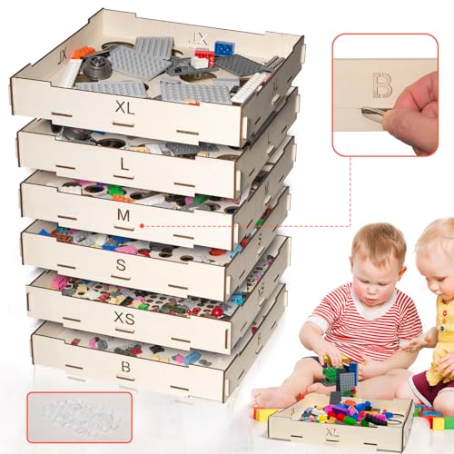 Xzunk Zxunk 6 Tray Sorter Sifter Box Used for Lego, Storage Sorter Brick for Lego Blocks, Gift for Lego Lover, Gift for Teens and Adults, 3 Different Size Sorter von Xzunk