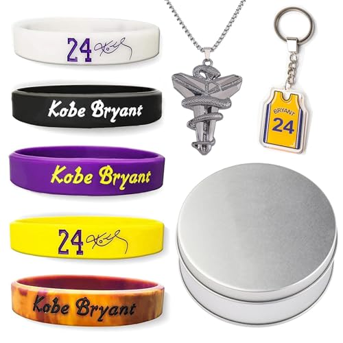 Xzyden Silikon Armbänd, 9 Stück Gummi Armbänder, Basketball-Zubehör mit Basketball-Armband, Schlüsselanhänger, Halskette, Basketball Geschenk Set für Herren, Teenager (24) von Xzyden