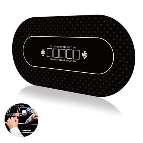 Pokermatte 180 × 90 cm, 10 Spieler Texas Hold'em Poker Gummimatte, Poker-Topper für Tische, zusammenklappbar, tragbar, Pokertisch-Layout mit Tragetasche für Pokerspiele, Blackjack von Y-Nut