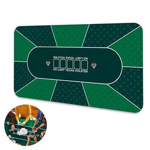 Professionelle Pokermatte 180x90cm, Texas Hold'em Pokerteppiche, Deluxe Pokertischmatte, Pokertischdecke, Blackjack-Matte, inklusive Tragetasche für echtes Casino-Feeling (Grün ) von Y-Nut