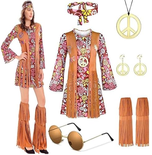 A.Y.LOTUS Hippie Kostüm Damen Faschingskostüme 60 70er Jahre Hippie Kleid Bekleidung Frau Karneval Kostüme 9 Stück - XXL A.Y.LOTUS Hippie Kostüm Damen Faschingskostüme 60 70er Jahre Hippie Kleid Bekleidung Frau Karneval Kostüme 9 Stück - XXL von Y.A. LOTUS