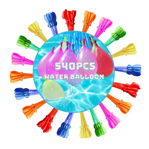 Wasserballon, Sommer-Wasserbomben, bunte Wasserballons, schnell füllend, selbstdichtende Wasserballons für Outdoor-Spaß-Spielzeug (Wasserballon-Set, 540 Stück) von YAAVAAW