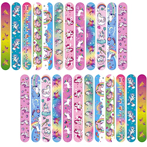 YAAVAAW 24 Stück Schnapparmband Kinder Einhorn,Slap Bracelet Armband Schnapparmbänder Perfekte Mitgebsel für Kindergeburtstag Gastgeschenke Partytütenfüller,Klatscharmband Spielzeug Jungen Mädchen von YAAVAAW