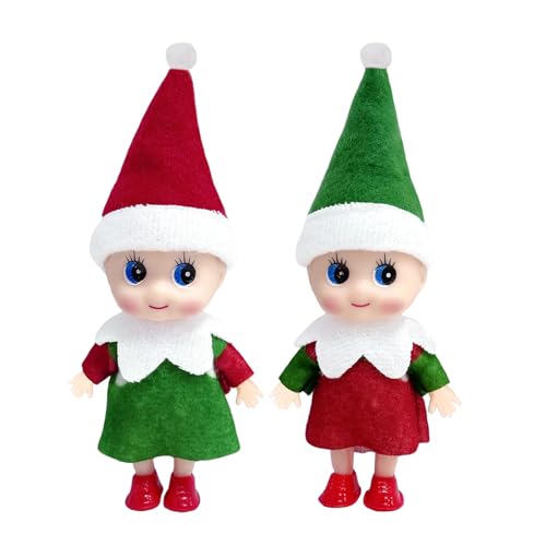 2 Stück Weihnachtselfen Puppe für Jungen Mädchen Kinder,Santa Mini Elfen Weihnachtspuppen Tiny Baby Elf Puppe,Weihnachts Kleine Elf Figuren Baby Elfen Puppe Geschenk für Weihnachtsstrümpfe Stuffers von YAAVAAW