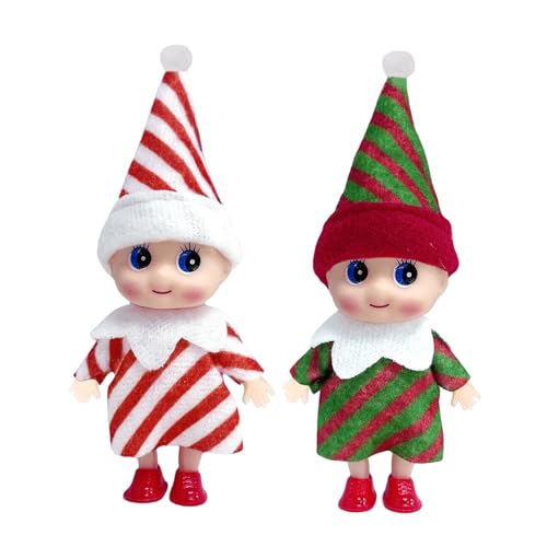 2 Stück Weihnachtselfen Puppe für Jungen Mädchen Kinder,Santa Mini Elfen Weihnachtspuppen Tiny Baby Elf Puppe,Weihnachts Kleine Elf Figuren Baby Elfen Puppe Geschenk für Weihnachtsstrümpfe Stuffers von YAAVAAW