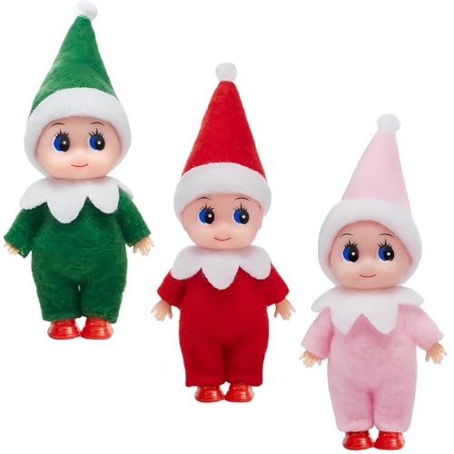 2 Stück Weihnachtselfen Puppe für Jungen Mädchen Kinder,Santa Mini Elfen Weihnachtspuppen Tiny Baby Elf Puppe,Weihnachts Kleine Elf Figuren Baby Elfen Puppe Geschenk für Weihnachtsstrümpfe Stuffers von YAAVAAW