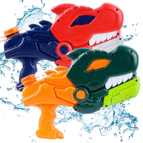 YADOBIG 2 Stück Dinosaurier Wasserpistole Kinder, 1200ml Wasserpistolen 7–10m Reichweite, Wasserspritzpistole Spielzeug, Water Gun Sommer Schwimmbad Strand von YADOBIG