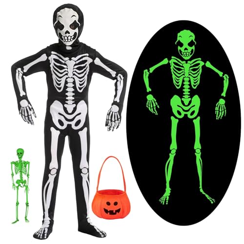 Skelett Kostüm Kinder Junge Mädchen Leuchtend Halloween Kostüm Kinder Junge Mädchen Skelett Jumpsuit Anzug mit Tasche Kostüm Skelett Kinder 140 146 152 Geister Skelettkostüm für Kinder Halloween Skelett Kostüm Kinder Junge Mädchen Leuchtend Halloween Kostüm Kinder Junge Mädchen Skelett Jumpsuit Anzug mit Tasche Kostüm Skelett Kinder 140 146 152 Geister Skelettkostüm für Kinder Halloween von YADODO