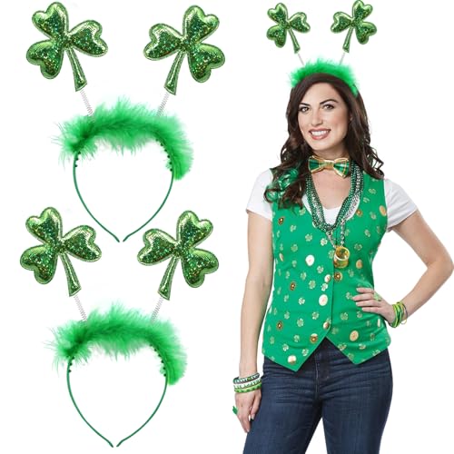 YAODOD Stirnband für St. Patricks Day, für Damen und Mädchen, Irischer Hut, Kleeblatt, Kopfschmuck, Kopfschmuck, Kopfbedeckung, für Erwachsene und Kinder, 2 Stück YAODOD Stirnband für St. Patricks Day, für Damen und Mädchen, Irischer Hut, Kleeblatt, Kopfschmuck, Kopfschmuck, Kopfbedeckung, für Erwachsene und Kinder, 2 Stück von YADODO