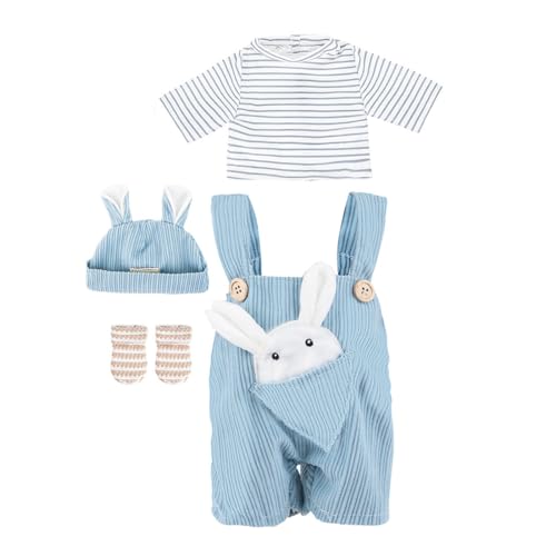 YAFLUG Kleidung Bekleidung Outfits Für Baby Puppen, Puppenkleidung 35-43 cm– Kaninchen Strampler, Mütze,Socke – Baby Puppenzubehör – Spielzeug Für Kinder Ab 2 Jahren(Blau) von YAFLUG