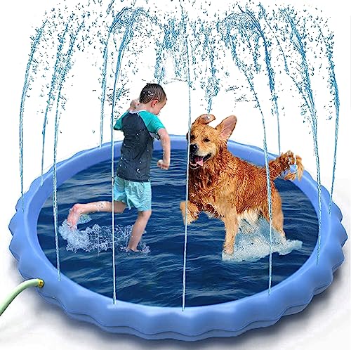 Planschbecken für Kinder, 99 cm, faltbar, Sprinkle und Spritzwasser, Spielmatte, Hunde, Planschbecken, Kinder, Sommerspielzeug, Sprühkissen, Outdoor, tragbare Sprinkler-Spielmatte draußen (100 cm) von YAGE