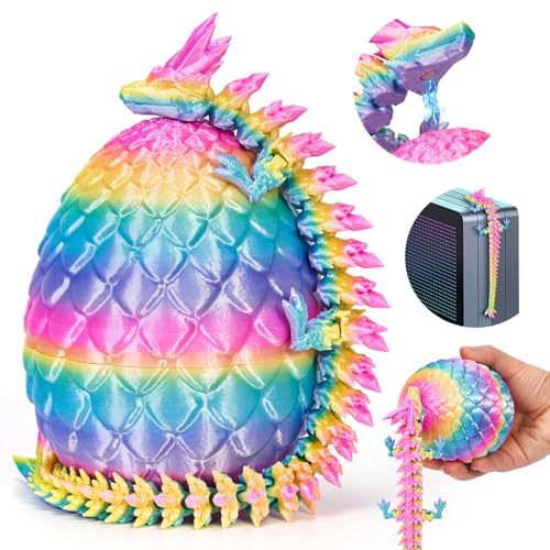 3D Magnetische Drachenei mit Drache, Magnetische Drache im ei, Überraschungs Magnetische Drachenei Figuren, 3D Gedruckter Beweglicher Drachen Spielzeug Ostern Geschenke für Kinder (Rainbow Colors) von YAIY