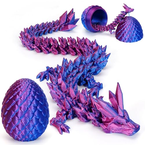 YAIY 3D Magnetische Drachenei mit Drache, Magnetische Drache im Ei, Überraschungs Magnetische Drachenei Figuren, 3D Gedruckter Beweglicher Drachen Spielzeug Ostern Geschenke für Kinder (Purple) von YAIY