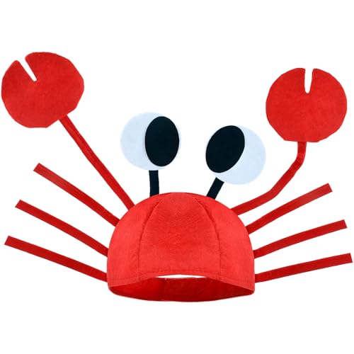 Krabben Hut Krabben Mütze, Verstellbar Lustiger Hut Meerestier Hüte, Mütze Karneval Partyhut Lustige Hüte für Kinder Erwachsene, Krabbenhut für Karneval Halloween Ostern Cosplay Kostüm Zubehör von YAJIMAOY