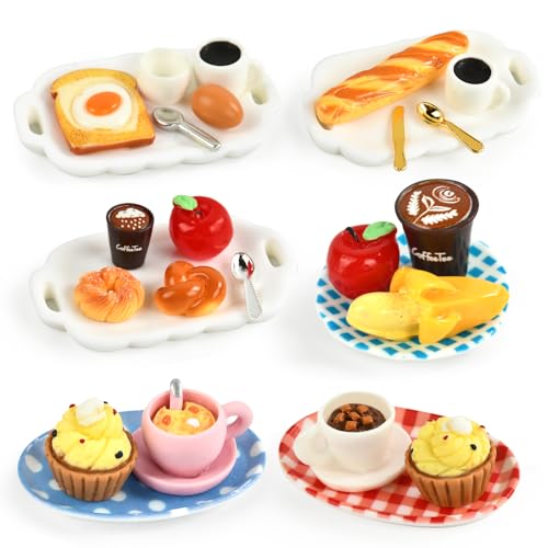 Miniatur Essen und Trinken, 1/12 Miniatur Lebensmittel Puppenhaus Zubehör, Harz Lebensmittel Spielzeug Set mit Brot Getränke Backen Kuchen Eier Kaffee Donuts, Miniatur Küche Zubehör Wichtel Zubehör Miniatur Essen und Trinken, 1/12 Miniatur Lebensmittel Puppenhaus Zubehör, Harz Lebensmittel Spielzeug Set mit Brot Getränke Backen Kuchen Eier Kaffee Donuts, Miniatur Küche Zubehör Wichtel Zubehör von YAJIMAOY