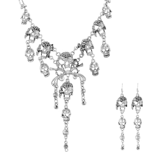 Piraten Accessoires Damen mit Piraten Kette Damen, Piraten Ohrringe Damen, Halskette Totenkopf Ohrringe, Piraten Schmuck Damen, für Karneval Halloween Cosplay Mottopartys für Erwachsene und Kinder Piraten Accessoires Damen mit Piraten Kette Damen, Piraten Ohrringe Damen, Halskette Totenkopf Ohrringe, Piraten Schmuck Damen, für Karneval Halloween Cosplay Mottopartys für Erwachsene und Kinder von YAJIMAOY
