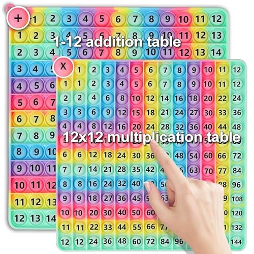 Push and Pop Bubble Sensory Fidget Toy, Antistress Spielzeug Stressabbau, Push Pop Bubble Fidget Toy, Squeeze Spielzeug 2 in 1 Rainbow Multiplikationsbrett Lernspielzeug für Kinder und Erwachsene von YAJIMAOY