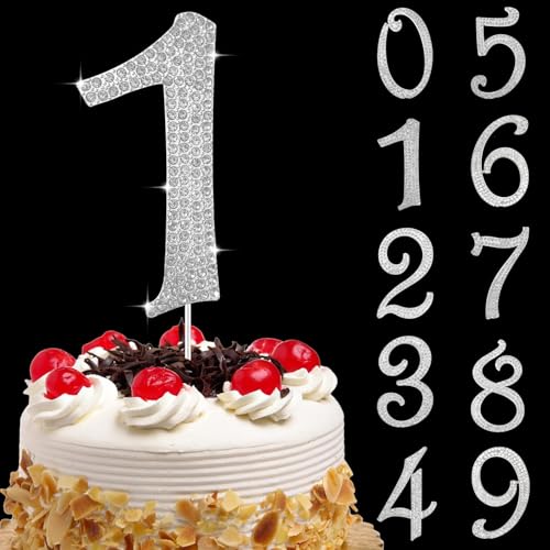 Tortendeko Geburtstag 1 Zahl Strass Glitter Cupcake Topper Zahl, Nummer 1 Cake Topper Zahlen Silber, Kuchendeko Zahl 1 Nummer, Geburtstagstorte Deko, für Geburtstagsfeiern, Babypartys, Hochzeitstag(B) Tortendeko Geburtstag 1 Zahl Strass Glitter Cupcake Topper Zahl, Nummer 1 Cake Topper Zahlen Silber, Kuchendeko Zahl 1 Nummer, Geburtstagstorte Deko, für Geburtstagsfeiern, Babypartys, Hochzeitstag(B) von YAJIMAOY