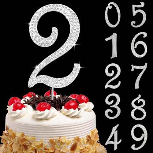 Tortendeko Geburtstag 2 Zahl Strass Glitter Cupcake Topper Zahl, Nummer 2 Cake Topper Zahlen Silber, Kuchendeko Zahl 2 Nummer, Geburtstagstorte Deko, für Geburtstagsfeiern, Babypartys, Hochzeitstag(C) Tortendeko Geburtstag 2 Zahl Strass Glitter Cupcake Topper Zahl, Nummer 2 Cake Topper Zahlen Silber, Kuchendeko Zahl 2 Nummer, Geburtstagstorte Deko, für Geburtstagsfeiern, Babypartys, Hochzeitstag(C) von YAJIMAOY
