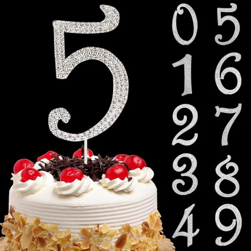 Tortendeko Geburtstag 5 Zahl Strass Glitter Cupcake Topper Zahl, Nummer 5 Cake Topper Zahlen Silber, Kuchendeko Zahl 5 Nummer, Geburtstagstorte Deko, für Geburtstagsfeiern, Babypartys, Hochzeitstag(F) Tortendeko Geburtstag 5 Zahl Strass Glitter Cupcake Topper Zahl, Nummer 5 Cake Topper Zahlen Silber, Kuchendeko Zahl 5 Nummer, Geburtstagstorte Deko, für Geburtstagsfeiern, Babypartys, Hochzeitstag(F) von YAJIMAOY