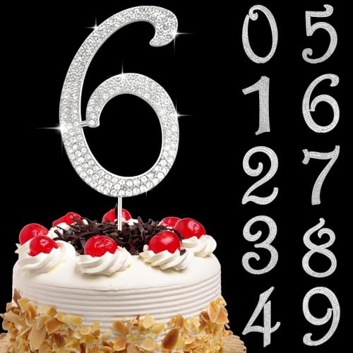 Tortendeko Geburtstag 6 Zahl Strass Glitter Cupcake Topper Zahl, Nummer 6 Cake Topper Zahlen Silber, Kuchendeko Zahl 6 Nummer, Geburtstagstorte Deko, für Geburtstagsfeiern, Babypartys, Hochzeitstag(G) Tortendeko Geburtstag 6 Zahl Strass Glitter Cupcake Topper Zahl, Nummer 6 Cake Topper Zahlen Silber, Kuchendeko Zahl 6 Nummer, Geburtstagstorte Deko, für Geburtstagsfeiern, Babypartys, Hochzeitstag(G) von YAJIMAOY