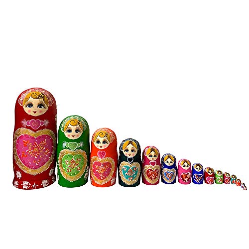 YAKELUS Matroschkas Stücken handgemacht Das Lindenholz Geschenk Spielzeug Matruschka Russian Nesting Dolls professione 002lle Matrjoschka-Marke (30CM 15PCS) von YAKELUS