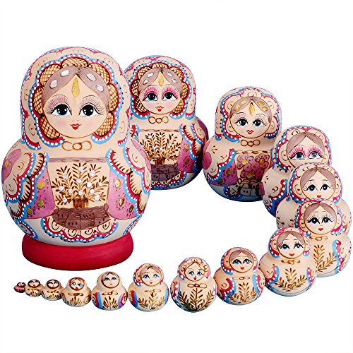 YAKELUS Matroschkas Stücken handgemacht Das Lindenholz Geschenk Spielzeug Matruschka Russian Nesting Dolls professione 002lle Matrjoschka-Marke (1502(15piece)) von YAKELUS