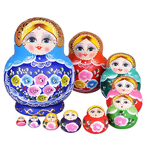 YAKELUS professionelle Matrjoschka-Marke 10 Stücken Matroschka, Matruschka, Matrjoschka,Russian Nesting Dolls,10-TLG handgemacht Das Lindenholz Geschenk Spielzeug1084 YAKELUS professionelle Matrjoschka-Marke 10 Stücken Matroschka, Matruschka, Matrjoschka,Russian Nesting Dolls,10-TLG handgemacht Das Lindenholz Geschenk Spielzeug1084 von YAKELUS