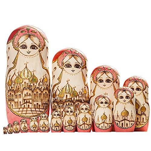 YAKELUS Matroschkas Stücken handgemacht Das Lindenholz Geschenk Spielzeug Matruschka Russian Nesting Dolls professionelle Matrjoschka-Marke 002 (15096 (15piece)) von YAKELUS