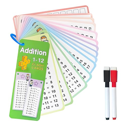 1x1 Addition Lernkarten, Addition Tabelle 15 Übungsblättern 2 abwischbaren Stiften Ringen Addition Tragbar Lernen Spiel Rechenhilfe Mathematik Lernspiel Zuhause Schule(1x1) von YALiya